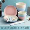 Juego de Vajilla Desechable para Microondas de Cuatro Piezas, Tazón de Grado Alimenticio para Fiesta de Cumpleaños, Palillos, Cuchara, Plato de Plástico para Picnic