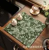 Tapete Quadrado Floral Estilo Americano de Terra de Diatomáceas, Absorvente de Água, Secagem Rápida, Isolante Térmico, Jogo Americano, Tapete Drenante para Bancada de Cozinha de Cafeteira