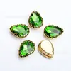 Al por mayor Encaje de Colores con Forma de Gota Adorno con Pedrería Base Dorada Canasta de Flores Garras de Pedrería Materiales para Decoración DIY de Ropa, Zapatos y Sombreros Hebilla de Cristal