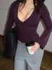 Ropa de Mujer Amazon 2025 Otoño Nueva Moda Sexy Crop Top de Pico Profundo Ajustado Versátil Tejido al por Mayor