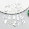 1 nuevo colgante colgante serie copo de nieve muñeco de nieve navideño plateado brillante accesorios para collar pulsera DIY