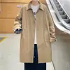 Abrigo de longitud media Otoño Nuevo Japonés Color Sólido Estilo Hong Kong ins para Hombre Holgado Coreano Casual Moda Chaqueta Guapa
