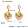 Collar y Pendientes de Acero Inoxidable con Forma de Corazón y Piedra Natural, Chapado en Oro de 18 Quilates, Ins Estilo Europeo y Americano Conjunto de Joyas con Múltiples Colgantes