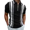 Nueva Camisa Polo 3D para Hombre Transfronteriza Europea y Americana con Cremallera, Manga Corta, Cuello de Solapa, Jersey, Ropa Casual para Hombre, Una Pieza Dropshipping