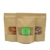 Bolsa de papel Kraft transparente esmerilado al por mayor para ventana, bolsa autosellante con aroma a nuez, té, té perfumado, bolsa autosoportante para alimentos a prueba de humedad