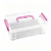 Caja de Almacenamiento de Plástico Transparente Grande con Asa Caja de Almacenamiento Multifuncional de PP Caja de Almacenamiento para Juguetes, Papelería, Piezas al por Mayor