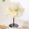 Día del Maestro Sombrero de Paja Floral Hecho a Mano Materiales DIY Sombrero Estilo Francés con Flores Secas Sombrilla Sombrero de Sol para Adultos Actividad de Calentamiento