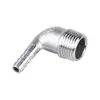 Conector de Codo Roscado Externo de Acero Inoxidable 304 Ángulo Recto Tubería de Agua Manguera Tubería Flexible Tubería de Aire Inserto de Barbilla Junta de Bambú