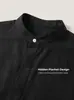 Camisa de hombre estilo chino con cuello mao y tapeta oculta, camisa de manga larga con textura de lino, ropa suelta y casual para hombre al por mayor