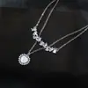 Cadena de clavícula de doble capa con microincrustaciones de circonita electrochapada en oro real para mujer, collar de amor de alta calidad, exquisito collar de corazón de melocotón de lujo ligero, moda