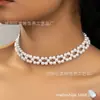 Collar de perlas con cuentas de personalidad de moda, temperamento elegante, cadena para el cuello de mujer, cadena corta retro simple para clavícula