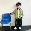 Chaqueta de Béisbol a Rayas para Niños Primavera y Otoño Estilo Coreano Abrigo Deportivo Elegante de Moda para Niños Pequeños Comercio Exterior