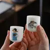 Taza Maestra de Porcelana de Jade de Sebo Quemado Liso Taza Individual Cerámica Taza de Té Pequeña Taza de Té Personal Juego de Té Kung Fu Taza de Té