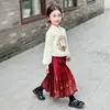 Traje Tradicional Chino Tang de Manga Larga para Niñas, Estilo Nuevo Hanfu, Atuendo de Cultura China, Conjunto de Falda Mamian para Recitación, para el Festival del Medio Otoño