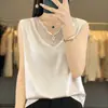 Camisola de satén con escote en V, súper vendida en verano, estilo coreano, top sin mangas de encaje elegante y delicado para mujer, para usar debajo de un blazer