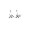 Brincos de Tarraxa de Estrela de Quatro Pontas Simples Mais Vendidos na Amazon Cross-border Joias de Orelha Simples Moda Europeia e Americana Brincos de Strass para Mulheres