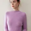 Suéter de cashmere premium sem costura com gola alta para mulheres, corte justo, cor sólida, adequado para usar em camadas no outono e inverno
