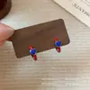 Pendientes Retro Corazón Goteando Esmalte Estilo Hong Kong, Pendientes de Aro Sencillos de Nicho de Alta Gama Color Borgoña, Pendientes de Lujo Ligero