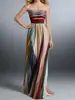 Estilo Nuevo de Primavera Europeo y Americano Sexy Sin Tirantes Colorido Vestido Largo Elegante Bata Ropa para Mujer Transfronteriza de Amazon