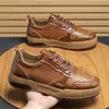 Zapatillas de Lona de Cuero con Parches de Nuevo Estilo para Hombre, Punta Redonda, Caña Baja, Zapatos Casuales Formales para el Trabajo, Zapatillas con Suela Gruesa que Aumentan la Altura para Hombre