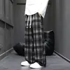 Pantalones Casuales a Cuadros de Contraste Retro para Niños Rectos Holgados Tendencia Primavera y Otoño 2025 Pantalones Deportivos de Pierna Ancha Juveniles