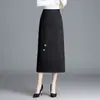 Falda ajustada de moda con abertura estilo chino, nueva falda de otoño 2026 de cintura alta adelgazante con jacquard de longitud media en nuevo estilo chino