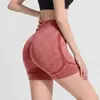 Shorts de yoga sem costura de três quartos, que levantam o bumbum, cintura alta, que controlam a barriga, shorts fitness de bumbum de pêssego, leggings esportivas femininas para academia