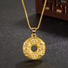 Colgante de Hebilla de Seguridad Chapado Doble, Collar con Colgante de Disco Patrón de Moneda Étnica Auspicioso