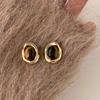 Envío Gratis Pendientes de Aguja de Plata de Ley S925, Pendientes Dorados con Piedra Ojo de Tigre de Lujo Ligero para Mujer, Pendientes de Estilo Nicho, Nuevo Artículo en 30 Días
