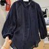 Camisa de Verano Holgada Casual Estilo Perezoso Relajado Alta Gama Algodón y Lino Protección Solar para Mujer Top Delgado de Verano