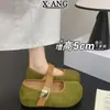 Em estoque~ Sapatos Mary Jane redondos estilo vintage com solas grossas e aumento interno de altura para mulheres baixinhas, sapatos totalmente fechados estilo Birkenstock