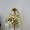 Bolsa de Acrílico Fashion e Única em Formato de Concha com Corrente de Pérolas, Bolsa de Mão Brilhante, Bolsa de Ombro, Pequena Bolsa para Decoração de Festa