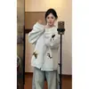 Comercio Exterior Estilo Americano Toalla Divertida Bordada Cárdigan Perezoso Mujer Otoño Chaqueta de Pareja Holgada Chaqueta de Béisbol Sudadera de Moda Hombre