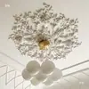 Abajur de PU Estilo Francês Redondo Imitação de Gesso Lâmpada Combinada Piscina Teto Esculpido Decoração Suporte de Lâmpada Mosaico Vazado