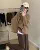 Nuevo Abrigo Suéter Estilo Perezoso Otoño e Invierno Diseño Color Sólido Versátil Holgado Cuello en V de un Solo Botón Cardigan Tejido para Mujer