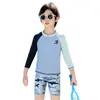 Traje de Baño Protector Solar para Niños 2026 Conjunto de Dos Piezas de Manga Larga para Niños Mayores y Pequeños, Conjunto de Traje de Baño para Aguas Termales y Bañador para Niños