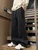 Pantalones Largos Casuales de Pierna Ancha Estilo Retro Americano para Hombre, Novedad Primavera y Otoño Rectos Sueltos que Alargan la Figura Marca Trendy Pantalones de Chándal para Hombre