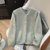 Nueva ropa exterior de otoño e invierno 2026 para mujer, cárdigan, estilo Chanel, chaqueta de forro polar de lana de cordero, chaqueta de cuello redondo