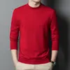 Suéter de Lana para Hombre Otoño Nuevo Cuello Medio Alto Suéter de Punto para Hombre Ajustado Color Sólido Camisa Base de Manga Larga para Hombre en stock