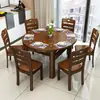 Nova Mesa de Jantar de Madeira Maciça Estilo Chinês, Extensível para Uso Doméstico, Adequada para Famílias Grandes e Pequenas, Mesa e Cadeiras de Jantar Dobráveis, Mesa Quadrada e Redonda de Uso Duplo