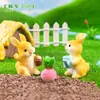 Figura de conejito temática de granja creativa para paisaje en miniatura, accesorio de decoración de paisajismo DIY para jardinería, pequeño adorno de escritorio