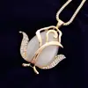 Fabricante Produce Cadena Larga de Suéter Personalizada Colgante Ojo de Gato Rosa Cadena de Collar de Moda de Metal Oem