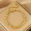Pulsera de acero inoxidable y bambú estilo ins transfronterizo para mujer, simple, versátil, de alta gama, oro real de 18 quilates, joyería ajustable, venta al por mayor