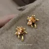 Aretes de ojo de tigre estilo Maillard con diseño de fuegos artificiales, lujo ligero, aretes vintage franceses hechos a mano de alta gama, nicho para mujer, directo de fábrica