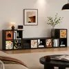 Armario de almacenamiento acero mueble de TV sala de estar almacenamiento del hogar armario estilo retro simple estantería de piso estante de exhibición integrado