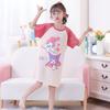 Pijama infantil vestido de noite para meninas verão fino manga curta algodão penteado menina princesa estilo ocidental crianças médias e grandes roupa de casa