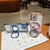 Funda de teléfono móvil con soporte anti-caída de cuatro esquinas electrochapado es adecuada para Apple 15promax color sólido 14 funda suave 13 agujero fino 11