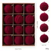 Bola de Navidad de terciopelo flocado de 8 cm en colores oscuros, Adorno colgante para árbol de Navidad, Bola colgante de terciopelo en stock
