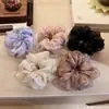 Goma para el pelo de malla de doble capa coreana con tacto de alta gama, Scrunchie de organza con pedrería para peinados de moño, Nuevo accesorio para el cabello