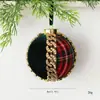 Bestseller de Amazon 8cm Adorno de Bola de Navidad Decoración de Árbol de Navidad Tela Cuadros Festivos Espuma Navideña Adorno Colgante